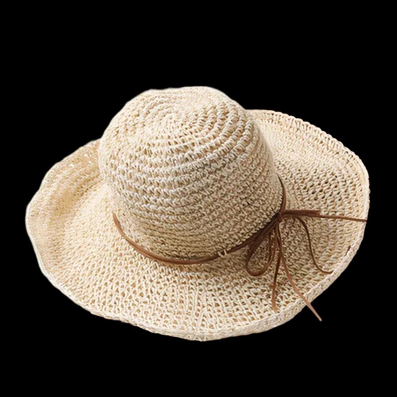 Chapeau de paille femme à larges bords, pliable