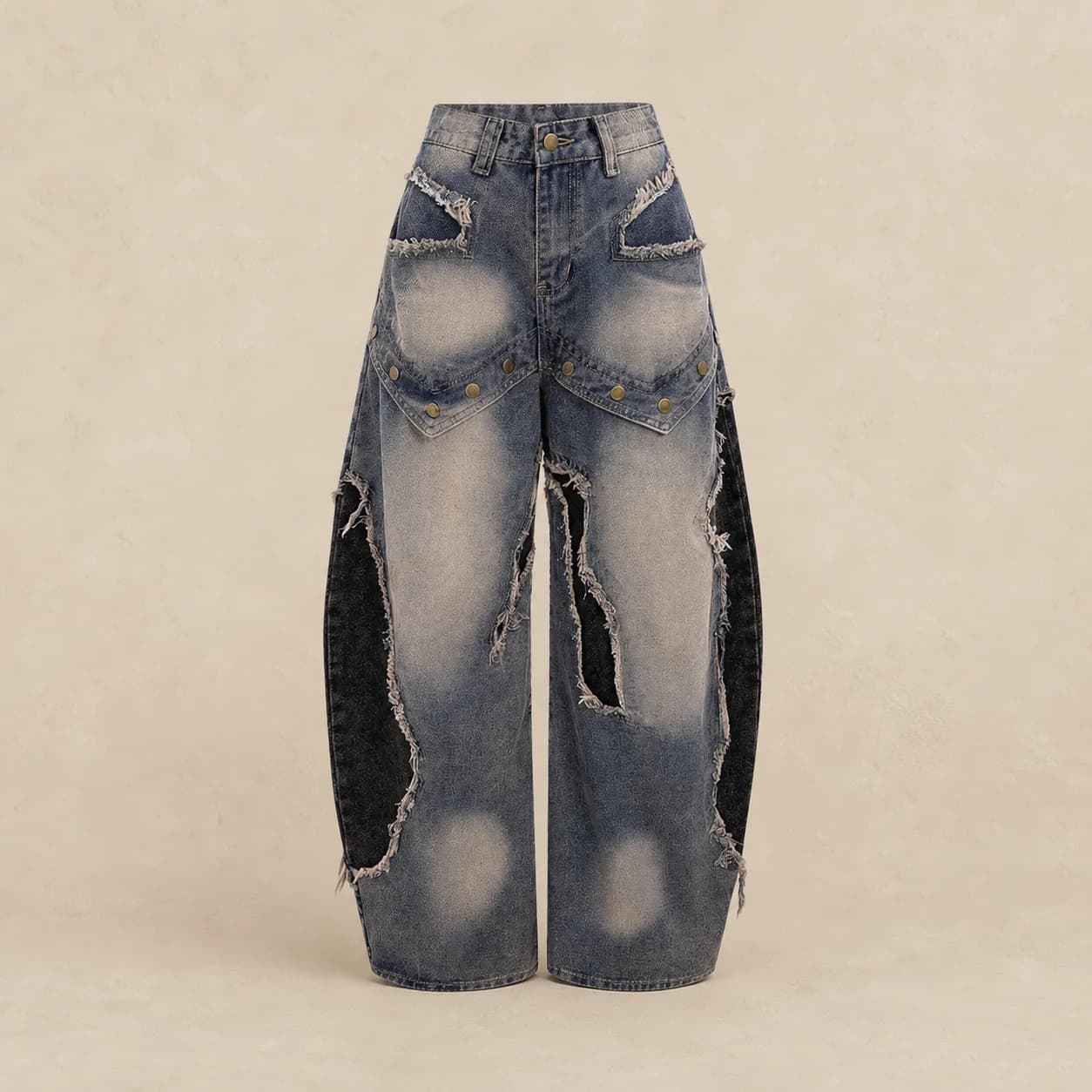 Jean baggy femme patchwork