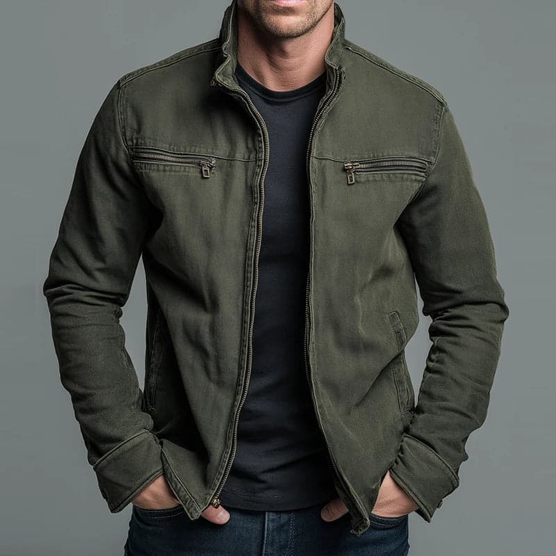 Veste homme zippée en coton, esprit vintage