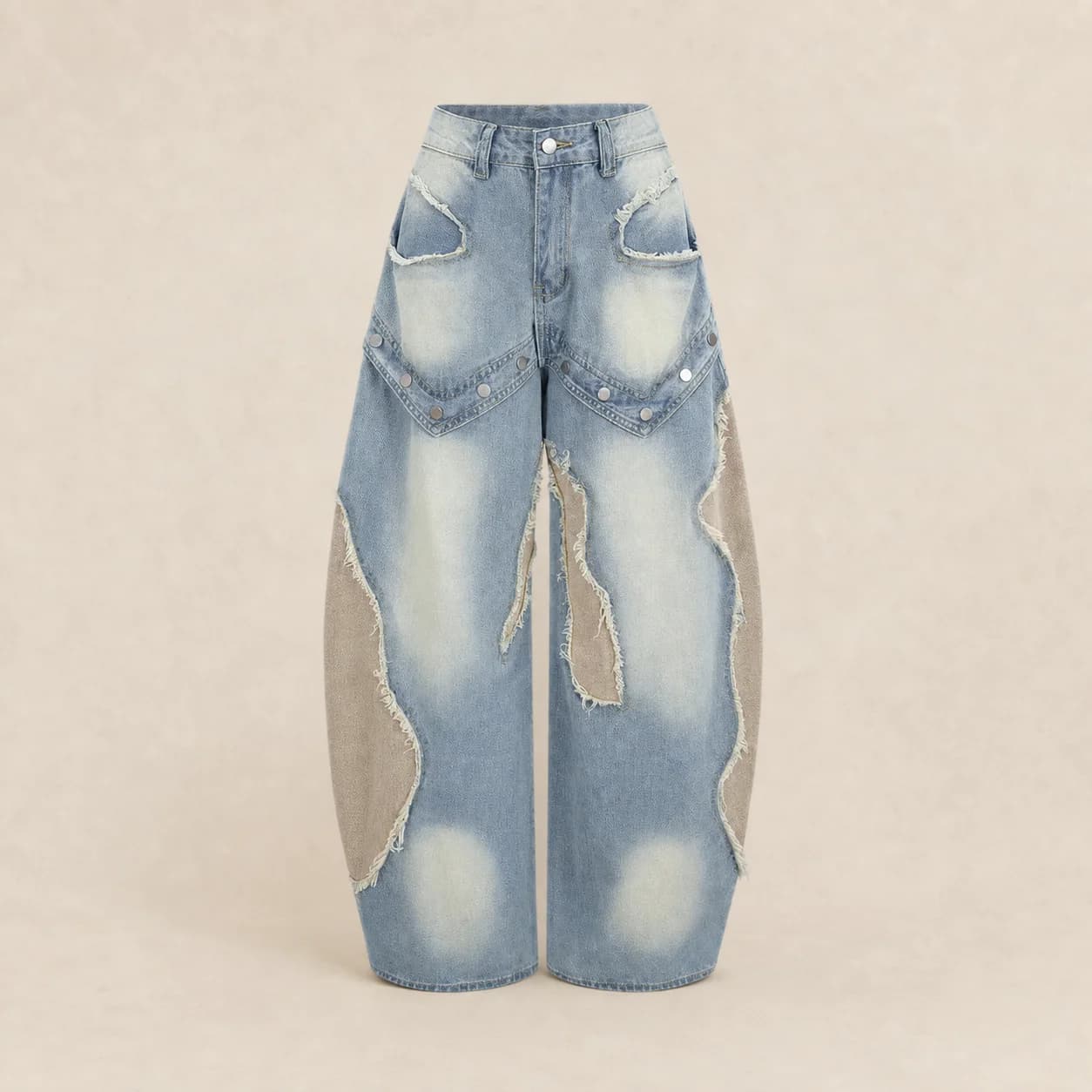 Jean baggy femme patchwork