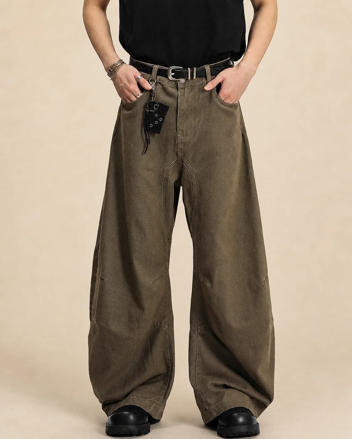 Pantalon cargo homme large en coton
