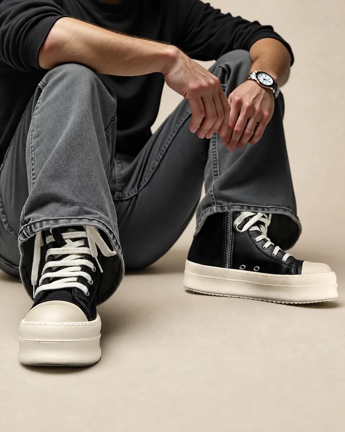 Baskets montantes homme zippées à plateforme
