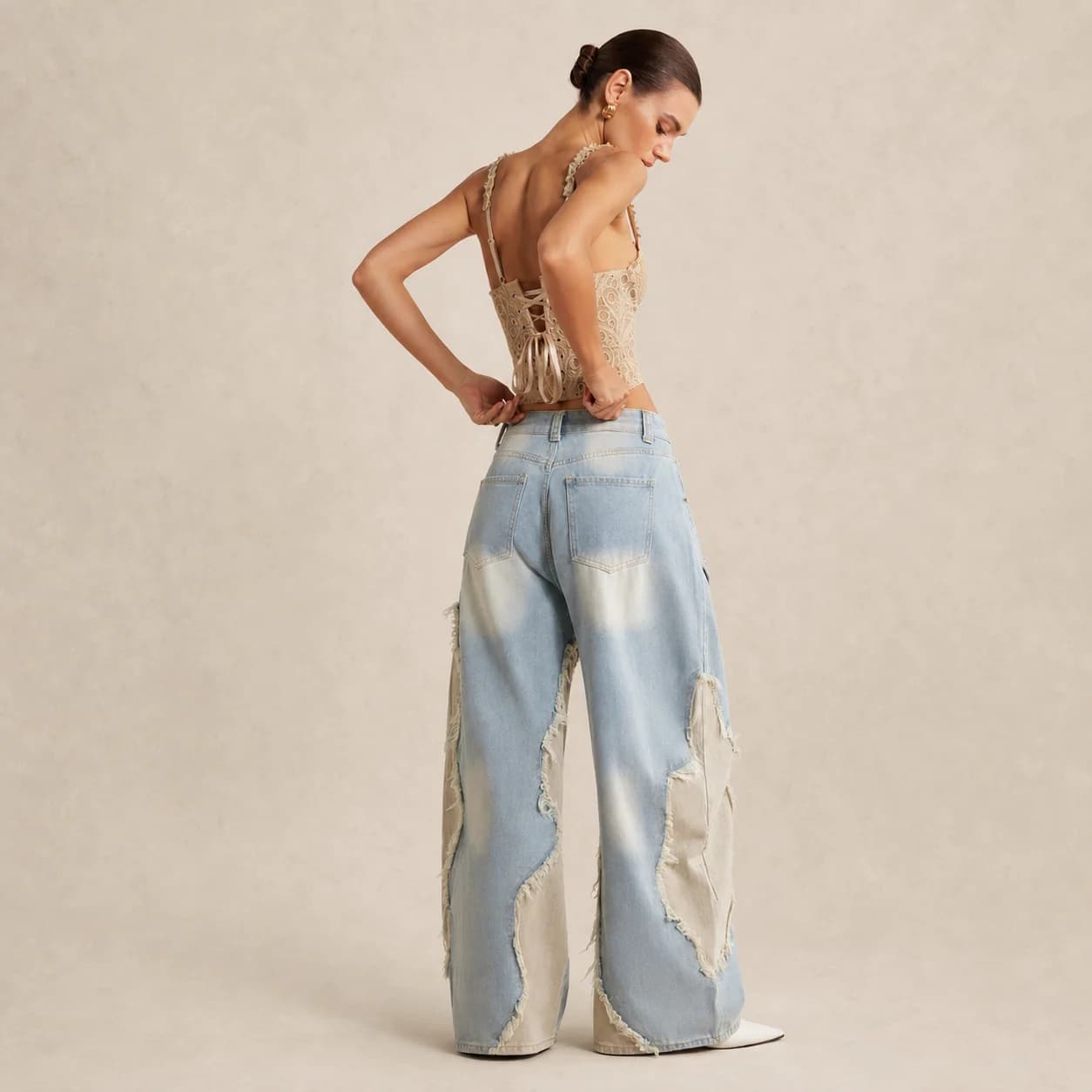 Jean baggy femme patchwork
