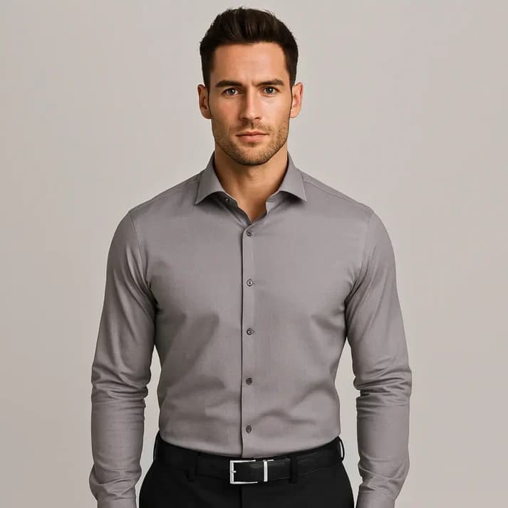 Chemise homme coupe ajustée, tissu extensible