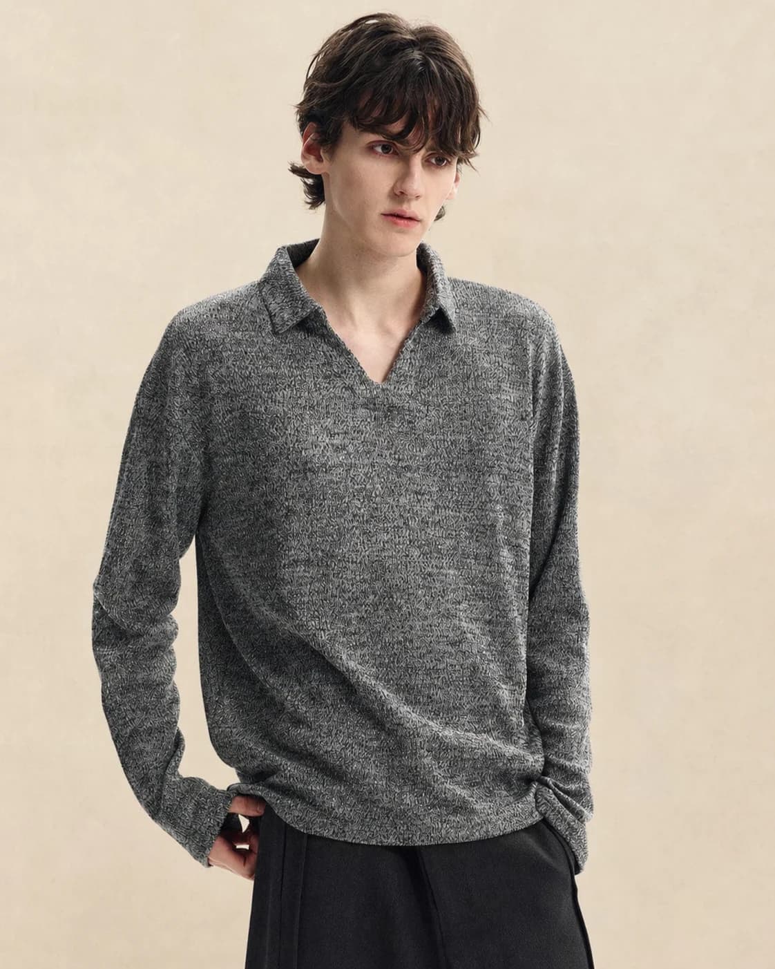 Polo homme en maille à col ouvert