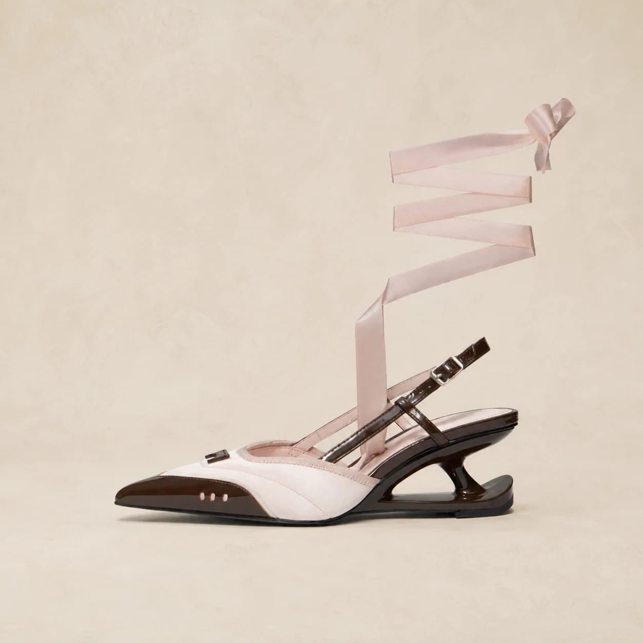 Escarpins slingback femme à rubans