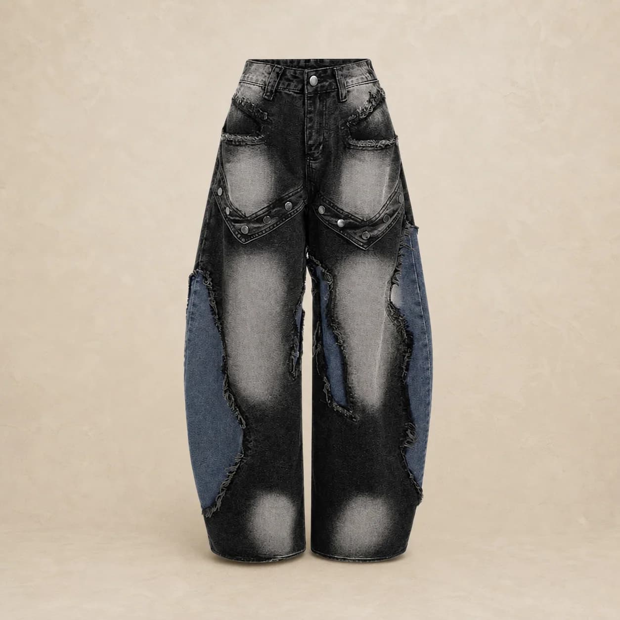 Jean baggy femme patchwork