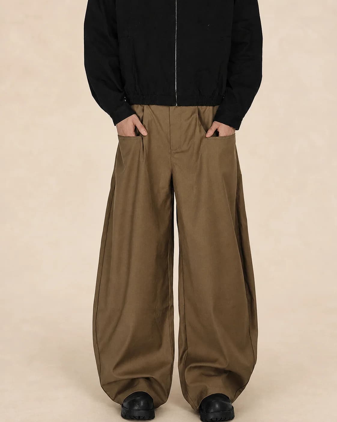 Pantalon homme en twill à jambe large