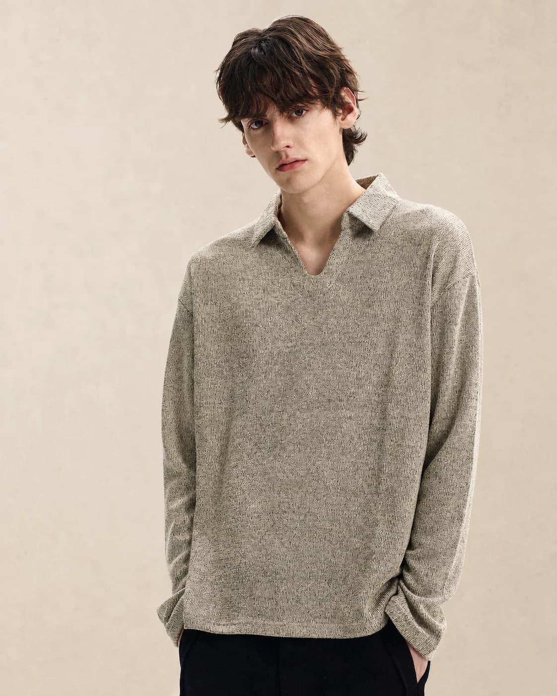 Polo homme en maille à col ouvert