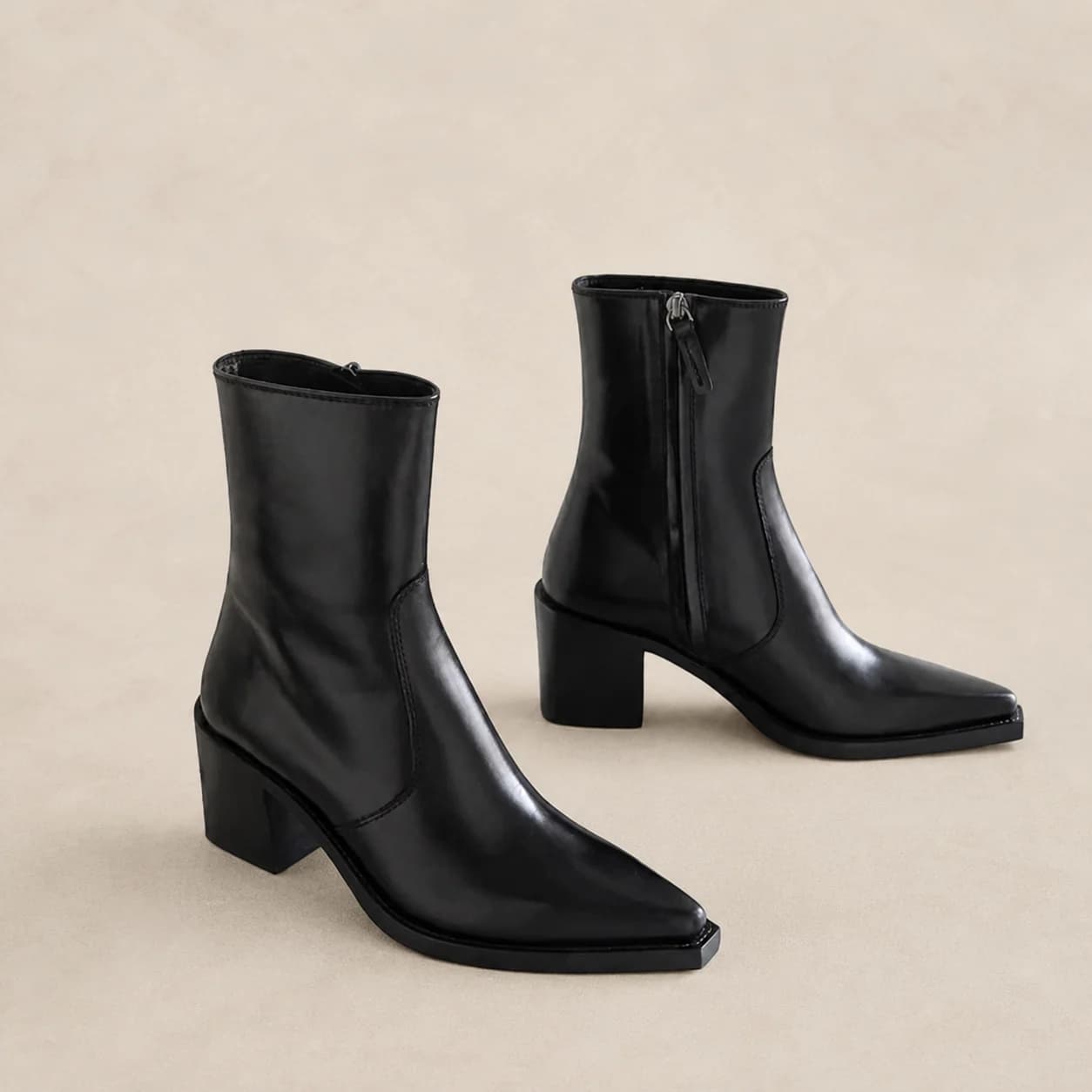 Bottines femme noires à talon bloc et zip