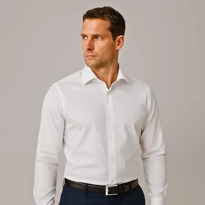 Chemise homme coupe ajustée, tissu extensible