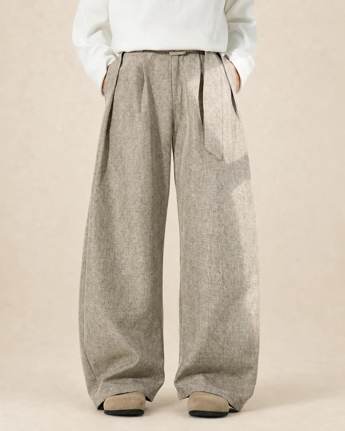 Pantalon homme large en laine mélangée