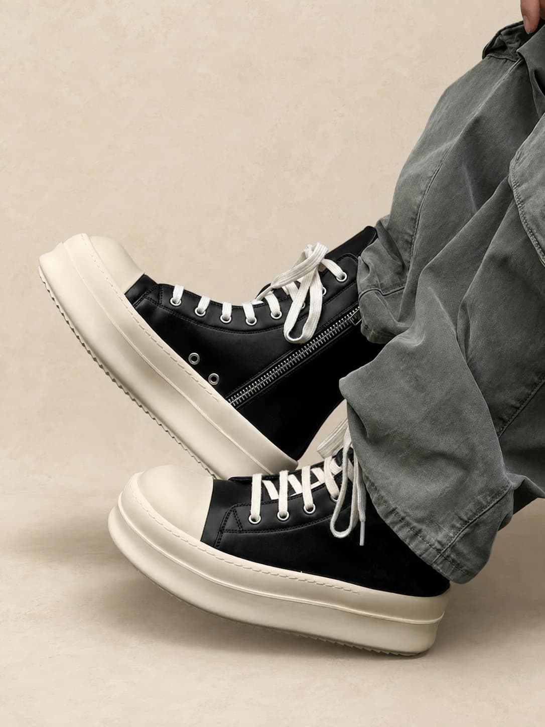 Baskets montantes homme zippées à plateforme