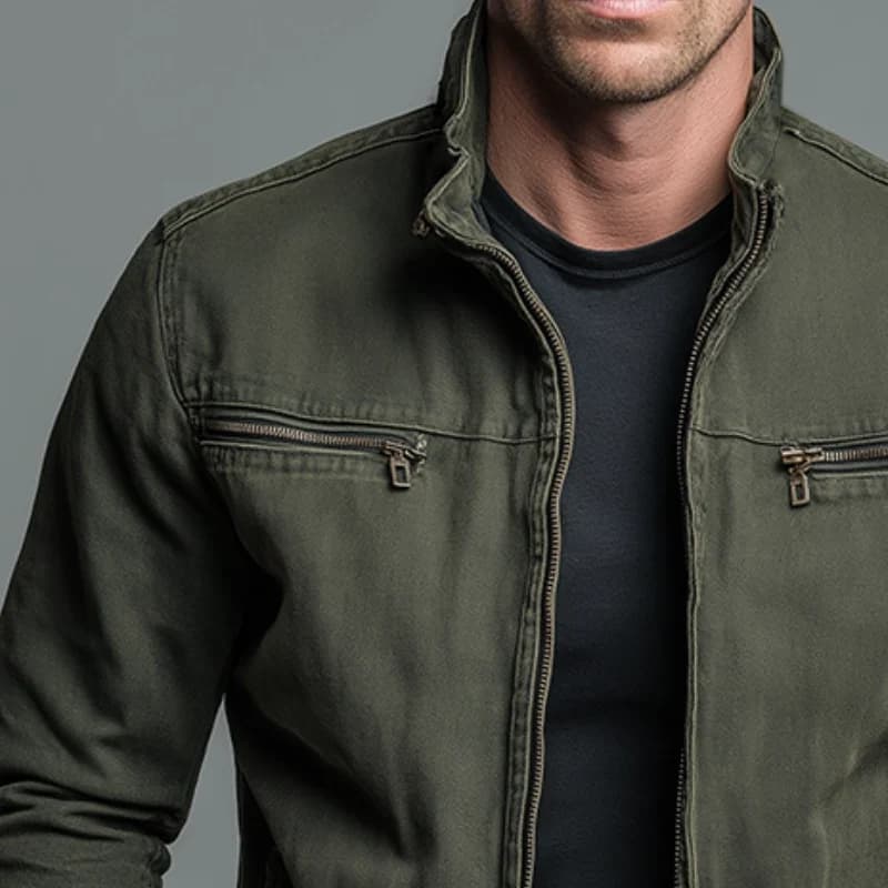 Veste homme zippée en coton, esprit vintage