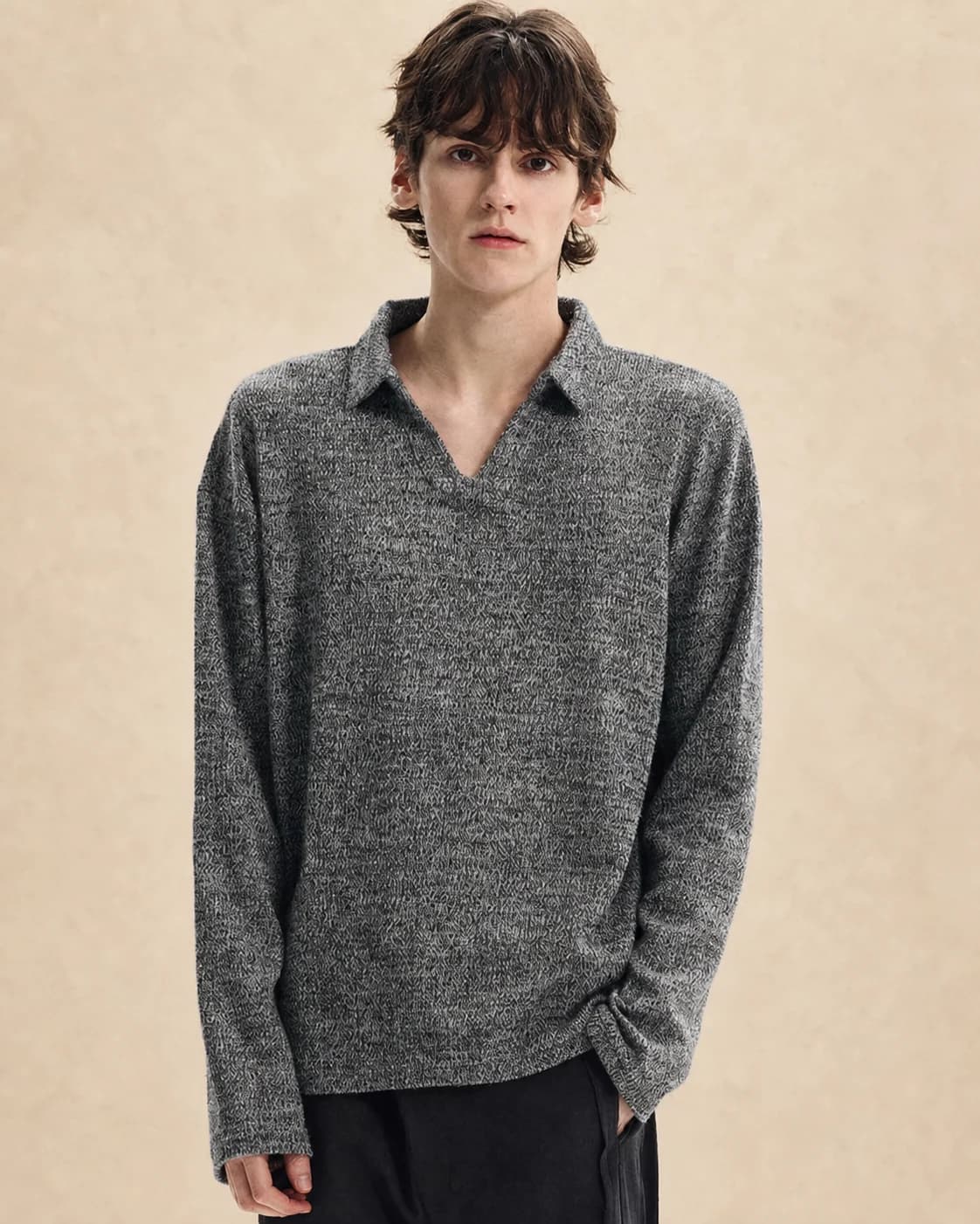 Polo homme en maille à col ouvert