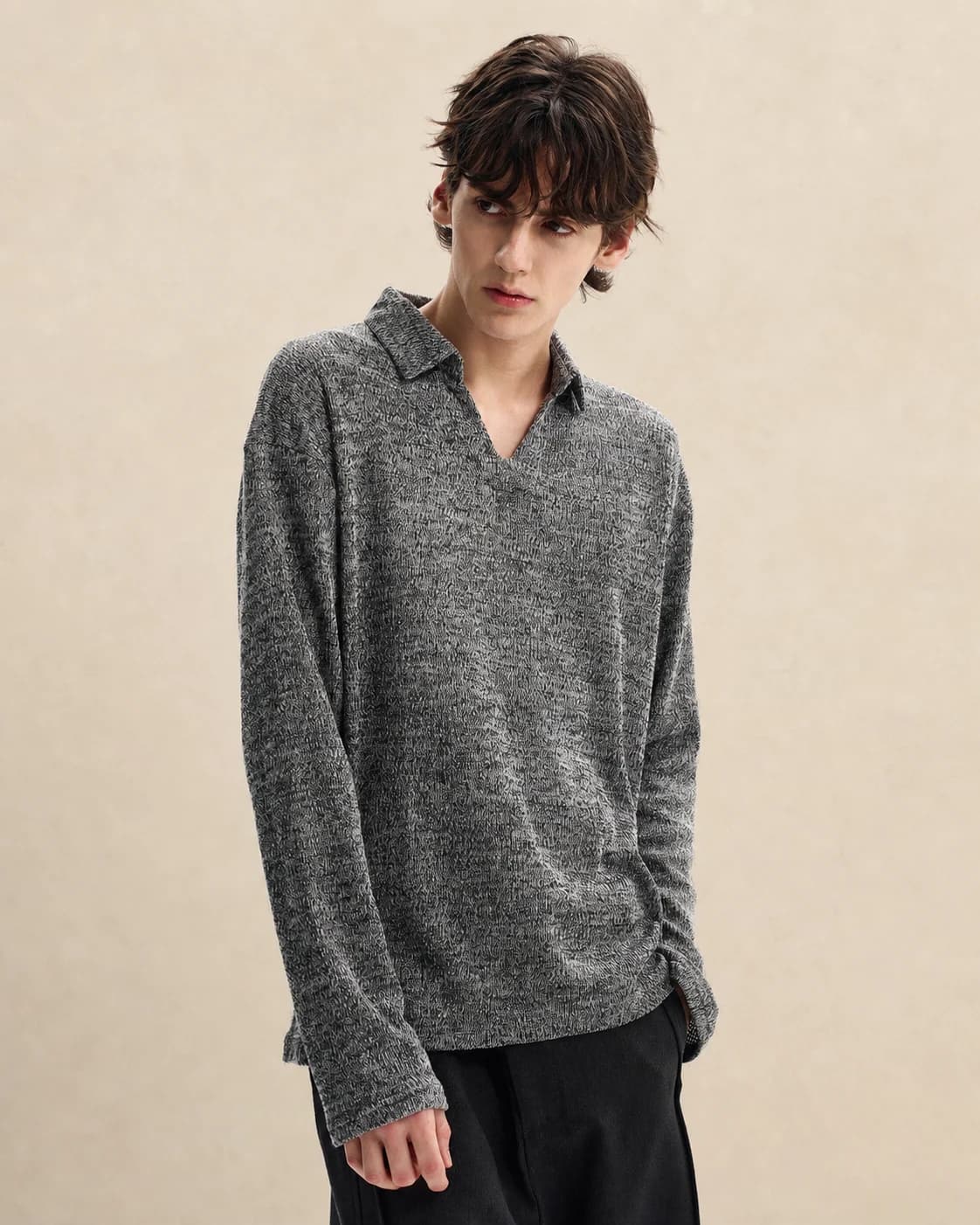 Polo homme en maille à col ouvert