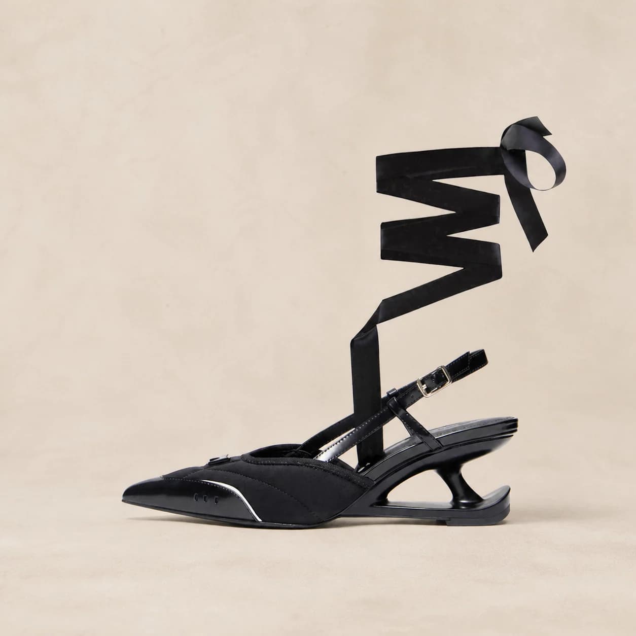 Escarpins slingback femme à rubans