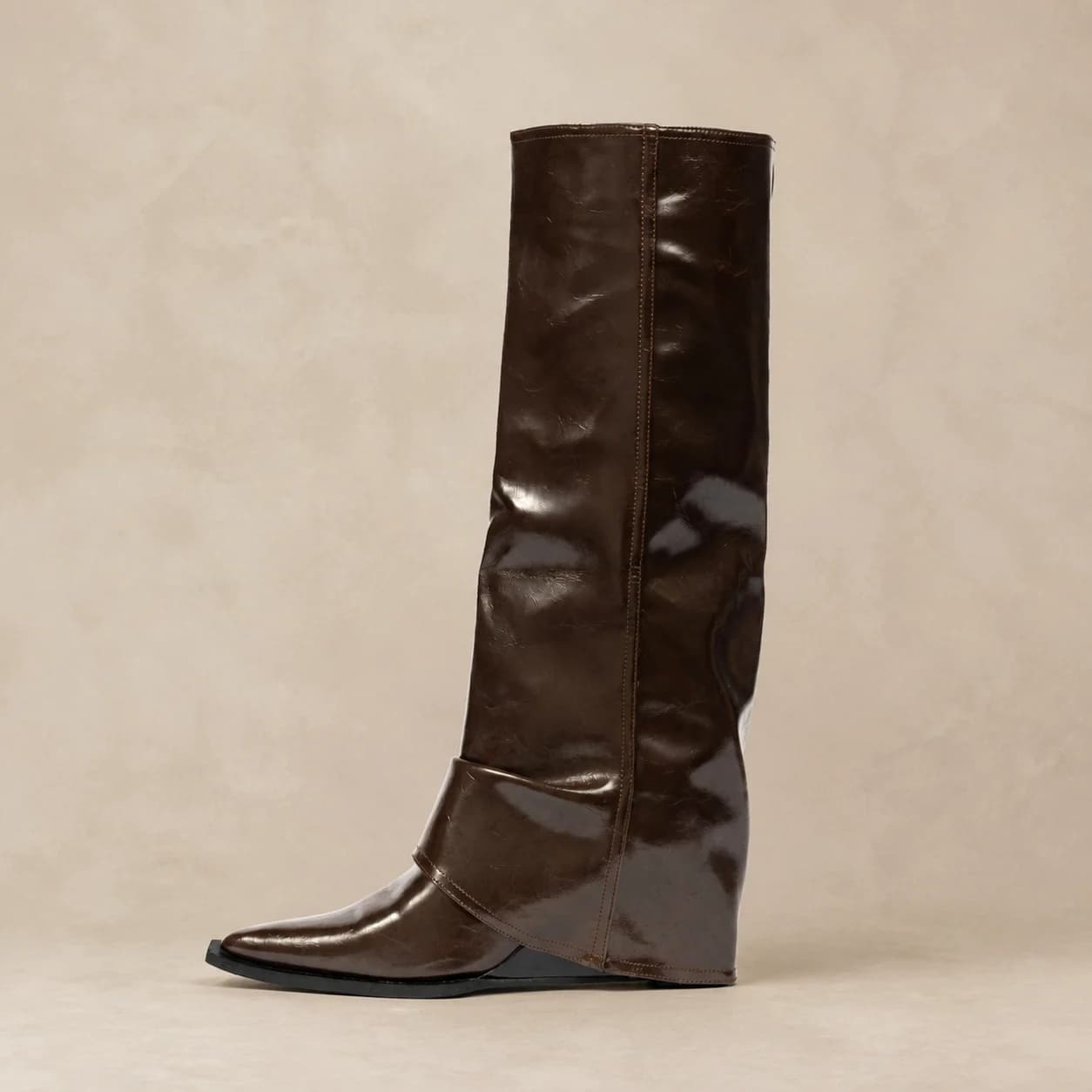 Bottes hautes femme à revers souple
