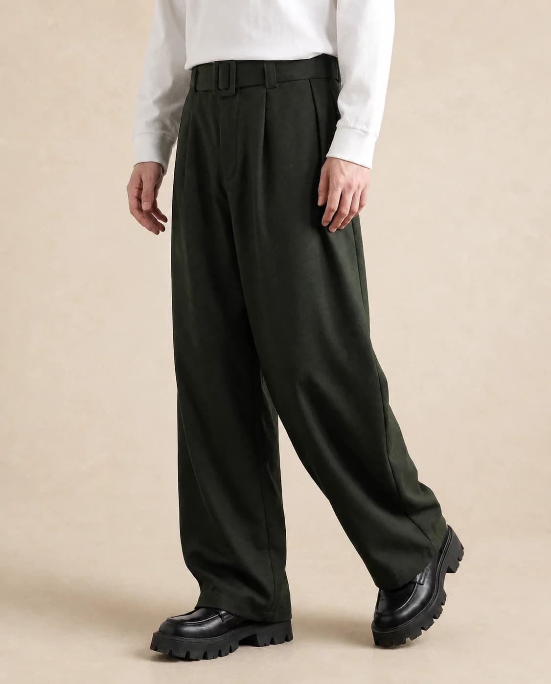 Pantalon homme large en laine mélangée