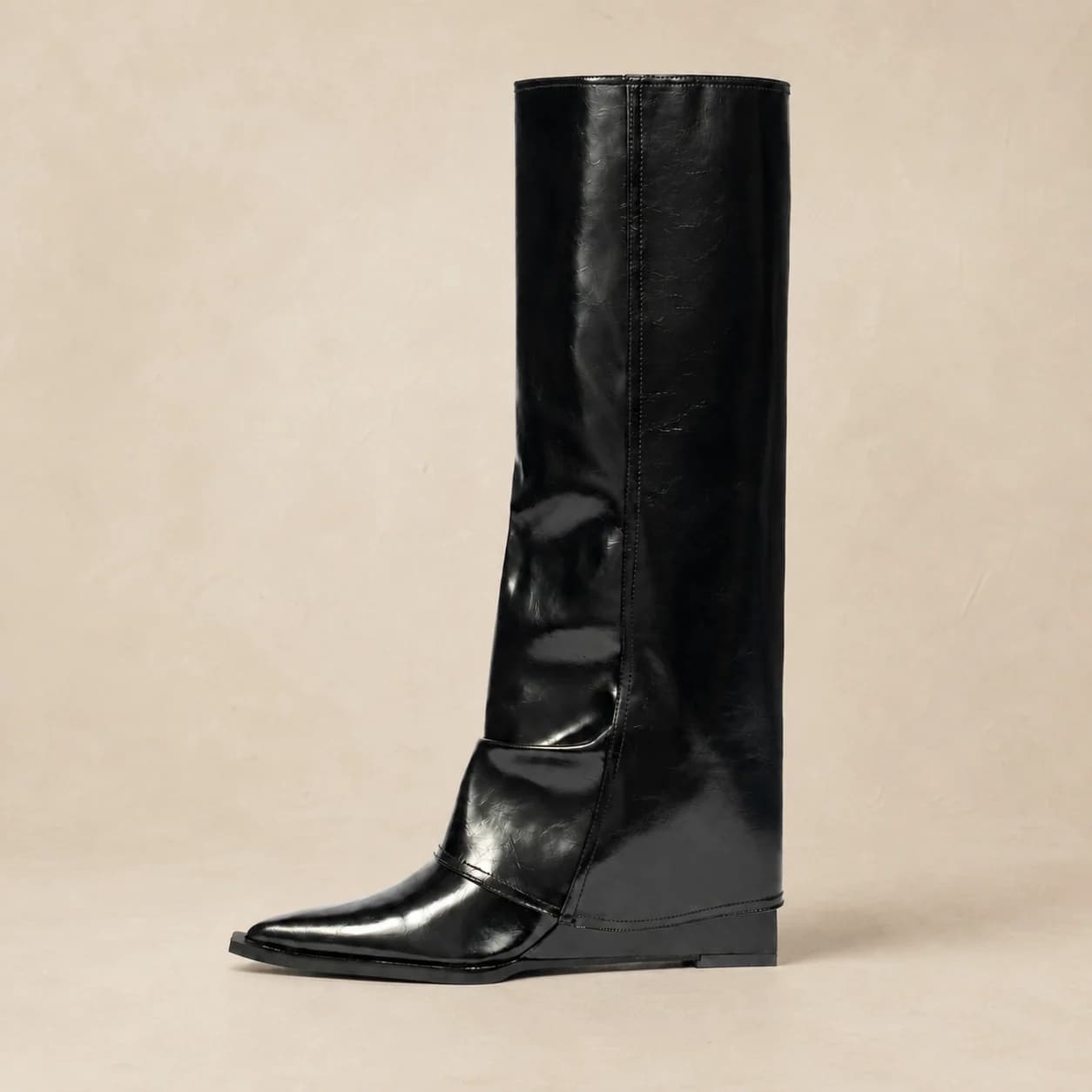 Bottes hautes femme à revers souple