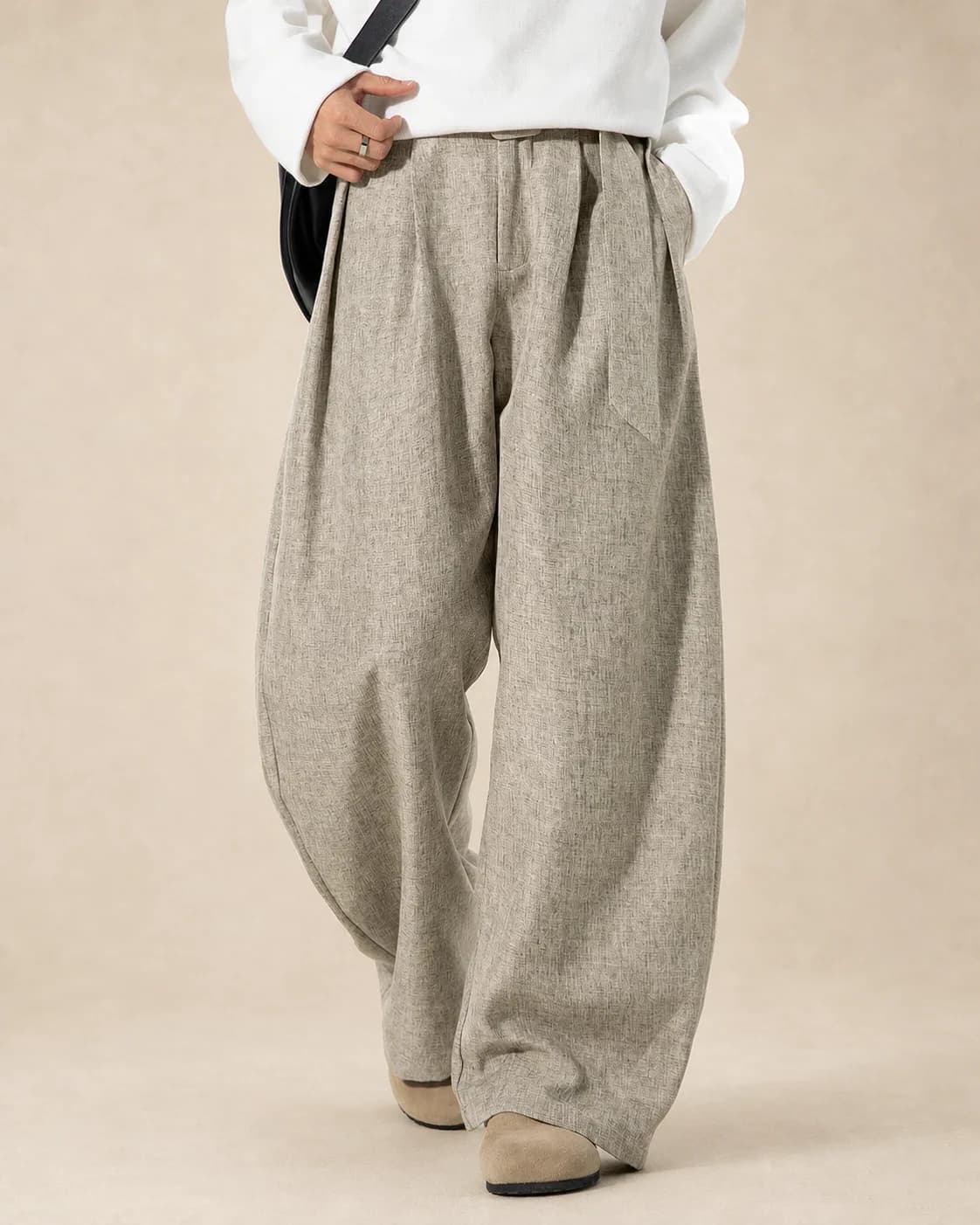 Pantalon homme large en laine mélangée