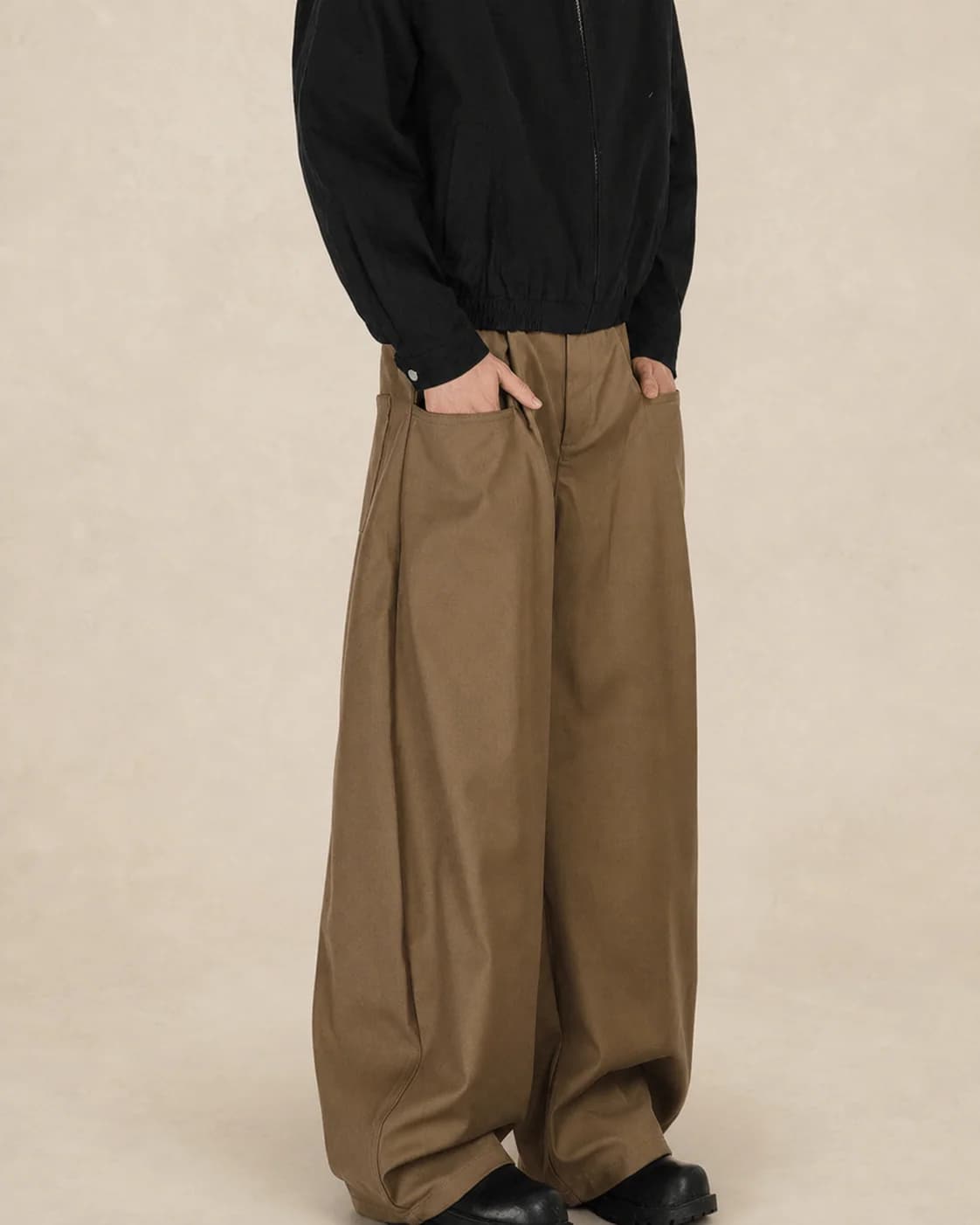 Pantalon homme en twill à jambe large