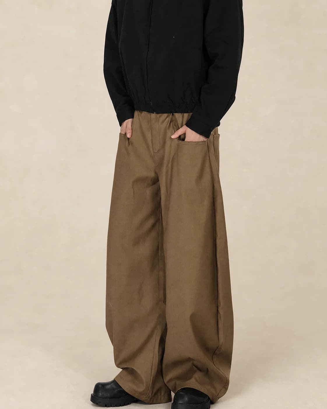 Pantalon homme en twill à jambe large