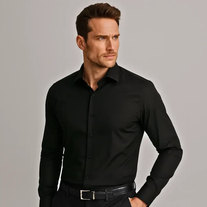 Chemise homme coupe ajustée, tissu extensible
