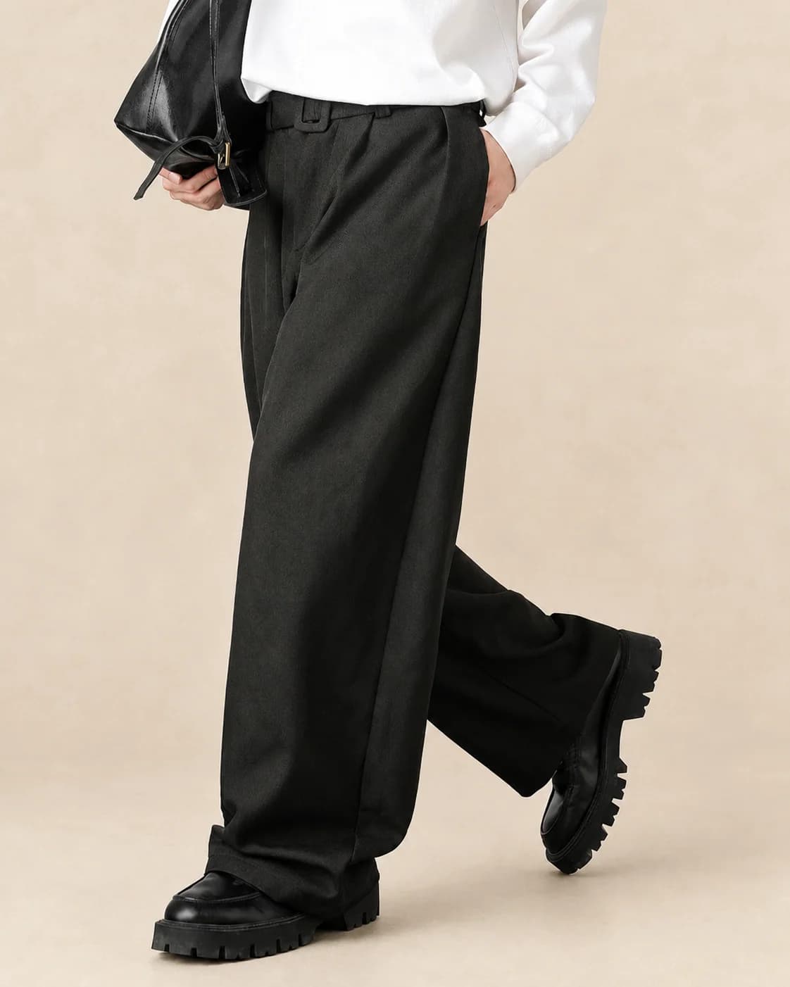 Pantalon homme large en laine mélangée