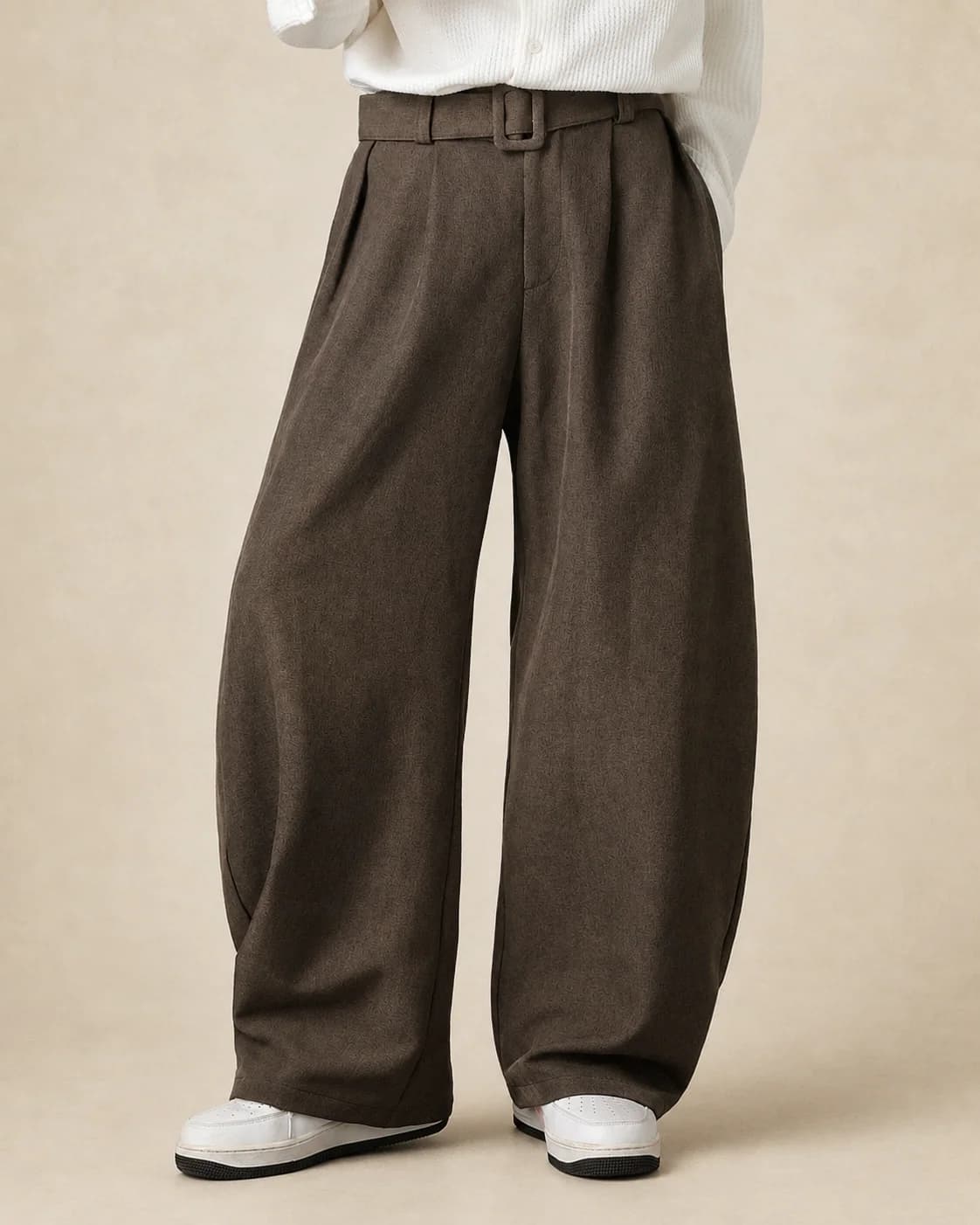 Pantalon homme large en laine mélangée