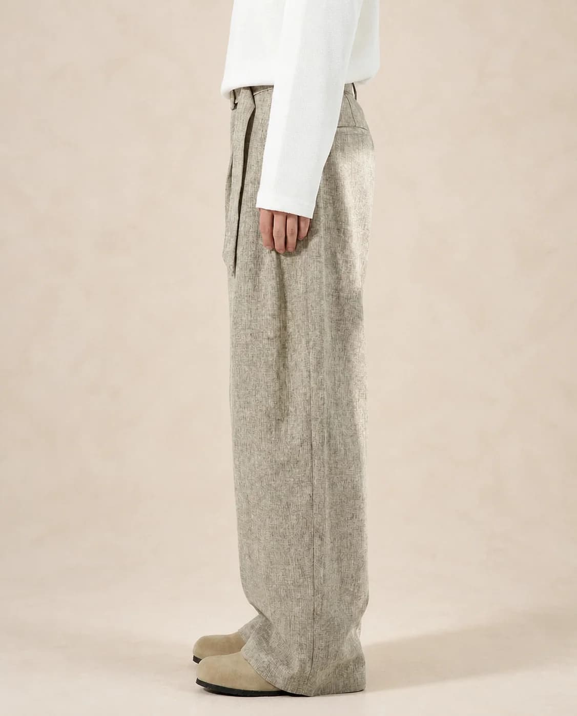 Pantalon homme large en laine mélangée