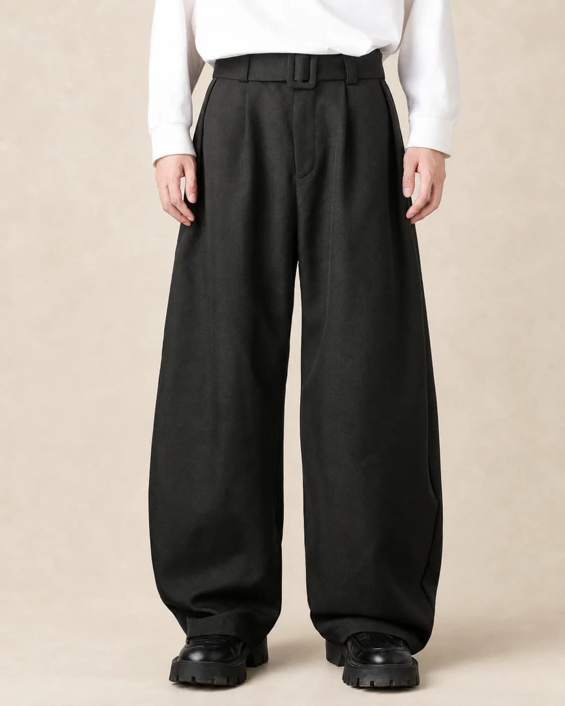 Pantalon homme large en laine mélangée