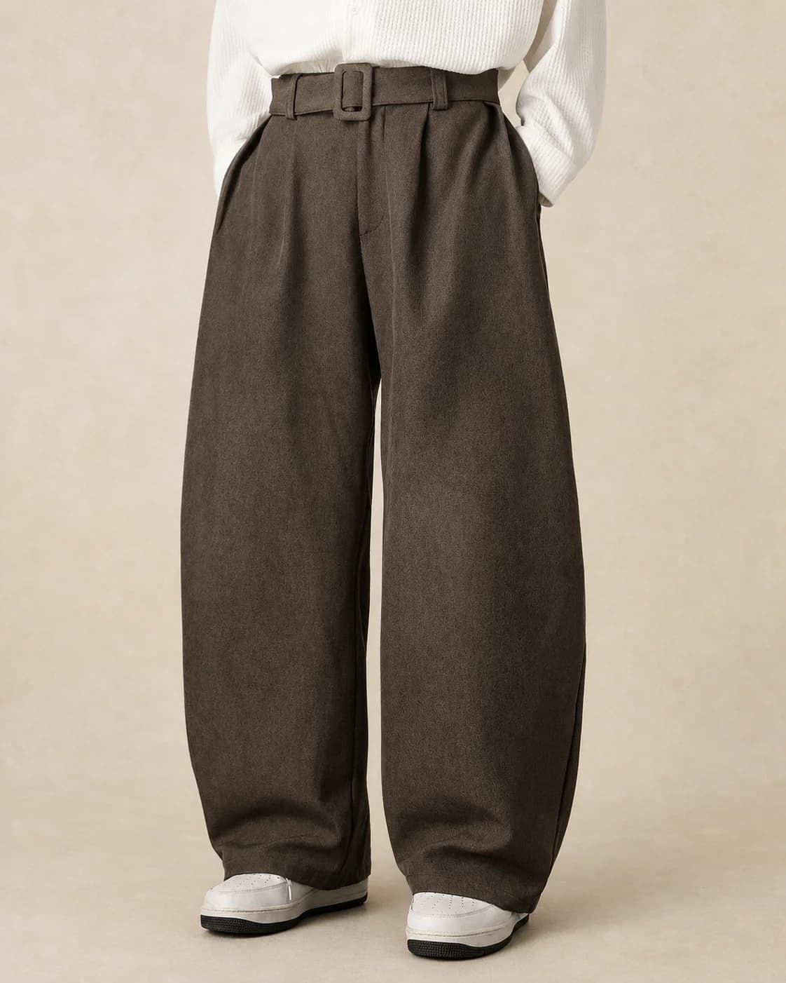 Pantalon homme large en laine mélangée